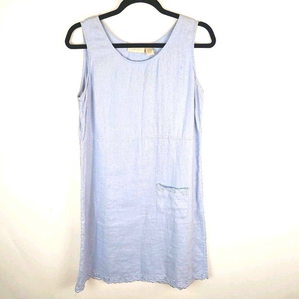 J.Jill Light Blue Linen Summer Dress w/ Pockets